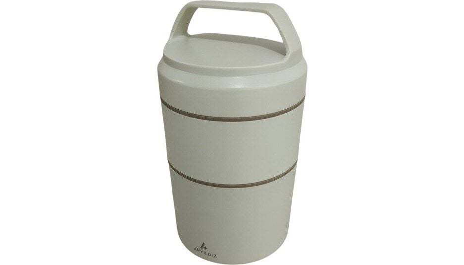 Bento Yuvarlak 2 Katlı Lunch Box Yemek Termosu Bej 1200 ml