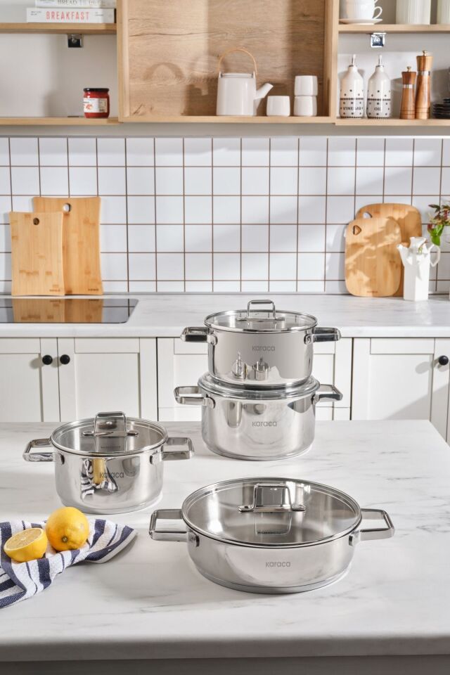 Karaca Valora İndüksiyon Tabanlı 8 Parça Çelik Tencere Seti