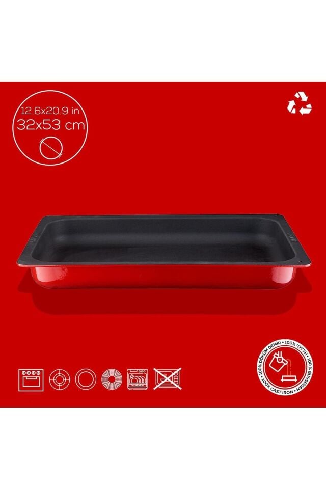 Lava Döküm Dikdörtgen 1/1 Gastronomi Küvet Ölçü 32x53cm.