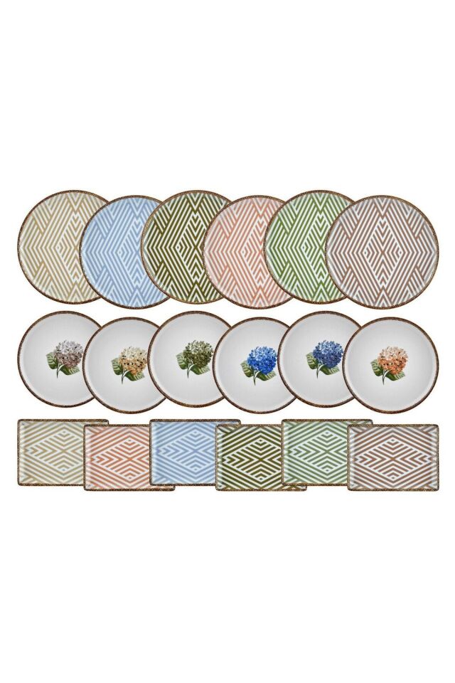 Porland Ortanca Servis Tabağı Porselen 25 Cm 6 Lı