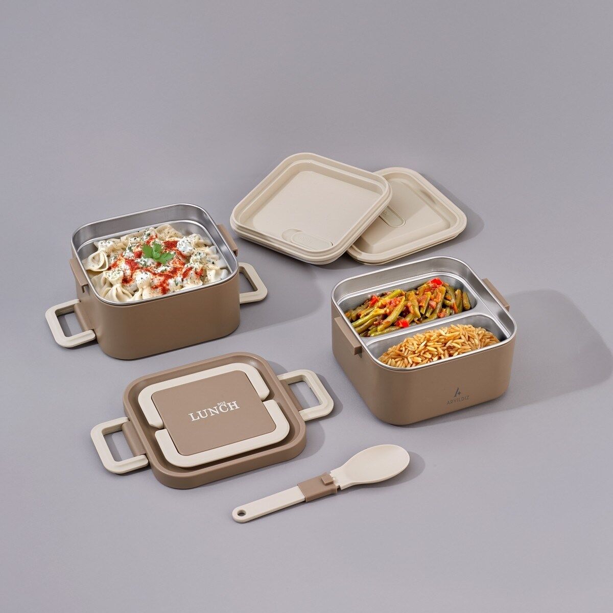 Bento Lunch Box Yemek Termosu Kare Haki 1400 ml AR262115