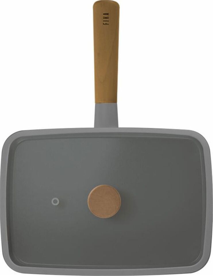 Neoflam Fika Dikdörtgen Tava 29CM Cam Kapaklı Gri