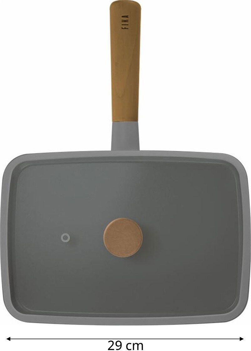 Neoflam Fika Dikdörtgen Tava 29CM Cam Kapaklı Gri