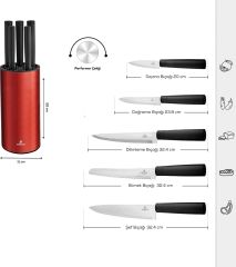 Karaca Oscar Red 6 Parça Standlı Bıçak Seti