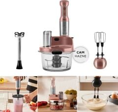 Karaca Mastermaid Prosteel Cam Mutfak Robotu Uzun Blender Ayaklı 6 Bıçaklı 2500 W Black Copper
