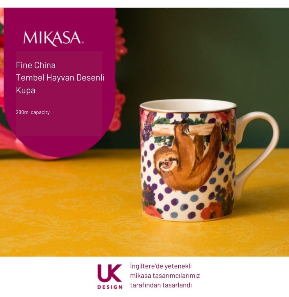 Mkwıldmugslo Wild At Heart Fine China 280ml Kupa Tembel Hayvan