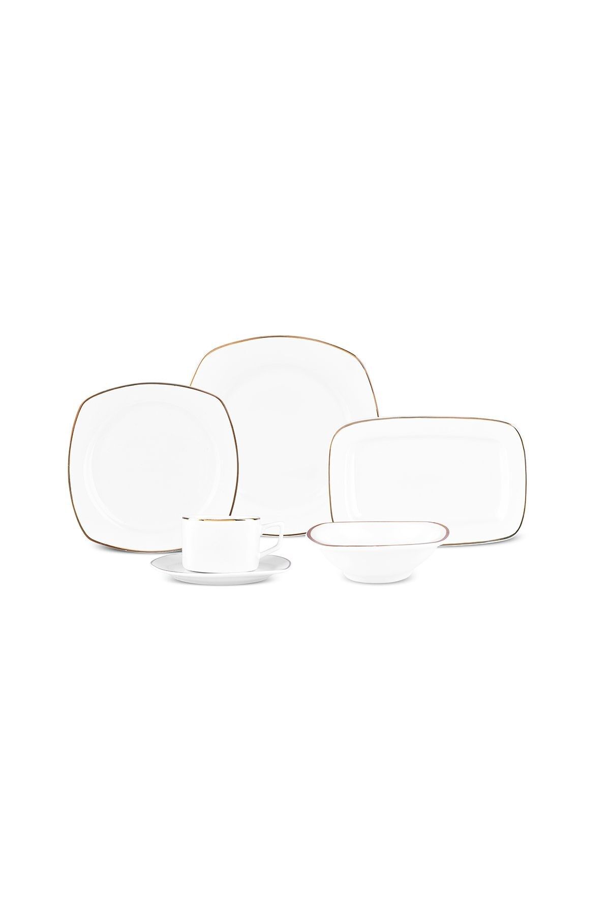 Karaca Padoca 26 Parça 6 Kişilik New Bone Kahvaltı / Servis Seti Yarım Kare Gold