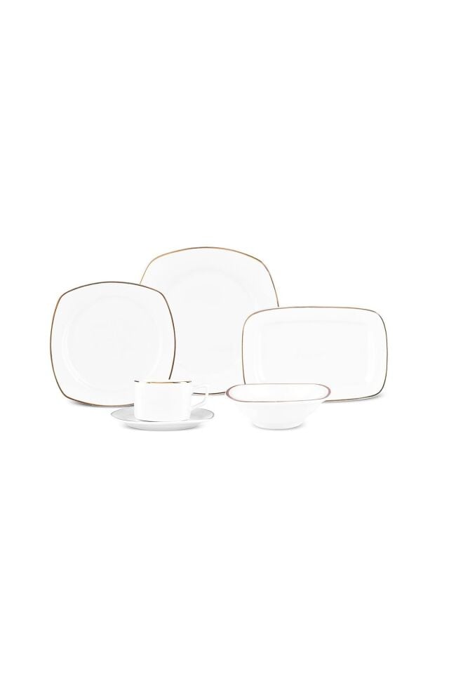 Karaca Padoca 26 Parça 6 Kişilik New Bone Kahvaltı / Servis Seti Yarım Kare Gold