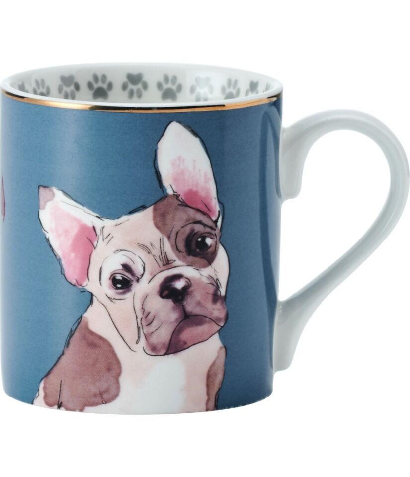 Fine China 280ML Düz Taraflı Kupa Fransız Bulldog
