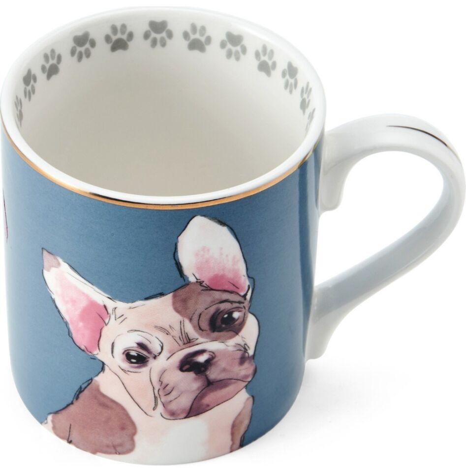 Fine China 280ML Düz Taraflı Kupa Fransız Bulldog
