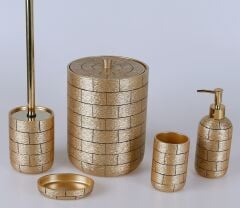 By Selim Wall 5 Parça Polyester Banyo Seti - Altın