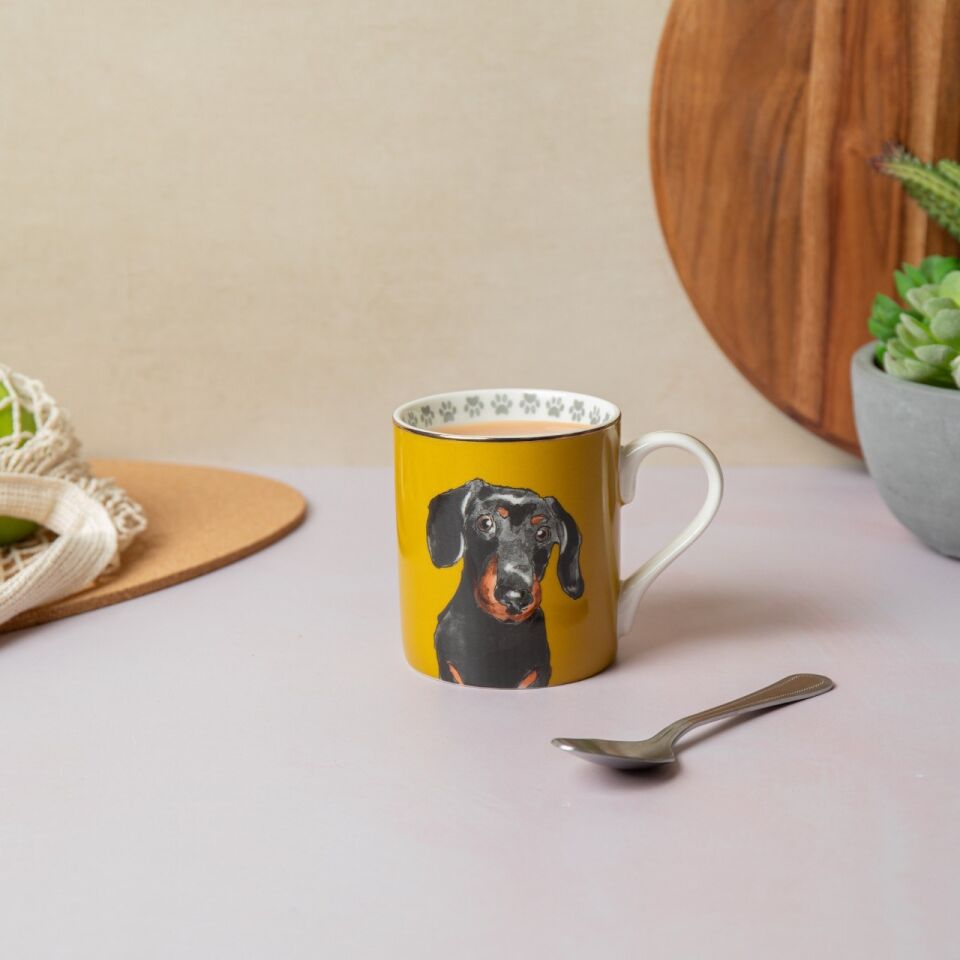 Mkcandasch Fine China 280ml Düz Taraflı Kupa Dashchund