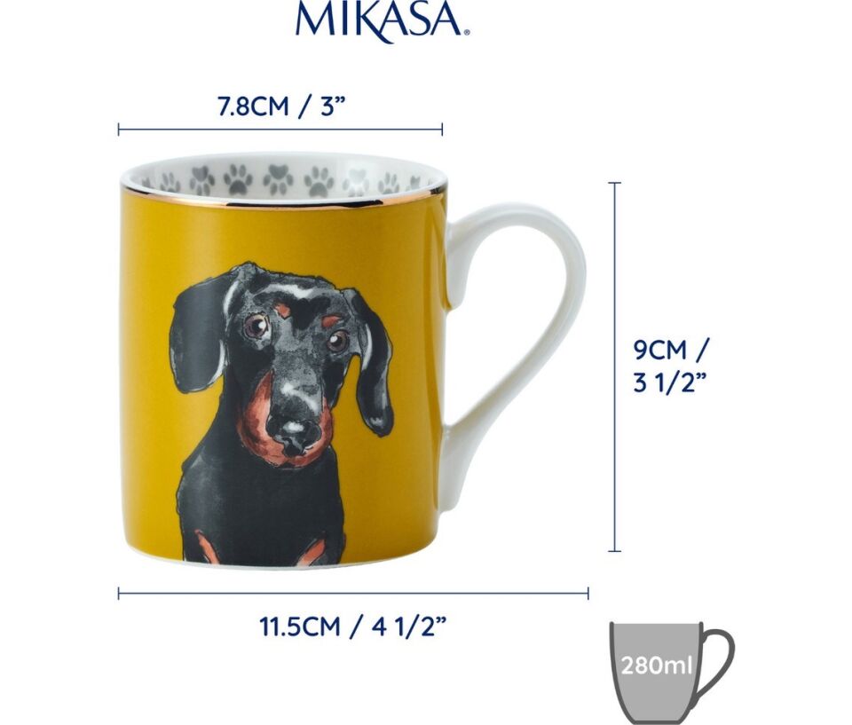 Mkcandasch Fine China 280ml Düz Taraflı Kupa Dashchund