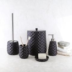 By Selim Home Piramit Siyah Polyester 5 Parça Banyo Seti