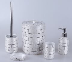 By Selim Wall 5 Parça Polyester Banyo Seti - Sedef