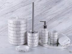 By Selim Wall 5 Parça Polyester Banyo Seti - Sedef