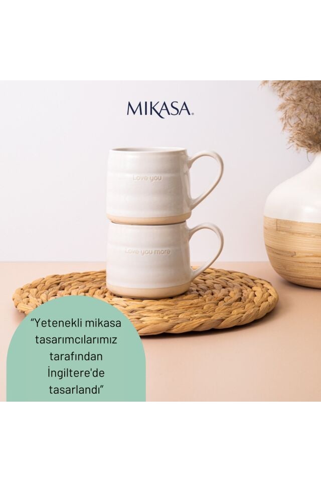 MKMUGLOVEPK2 Farmhouse 'Seni Seviyorum' 2li 380ml Beyaz Seramik Kupalar