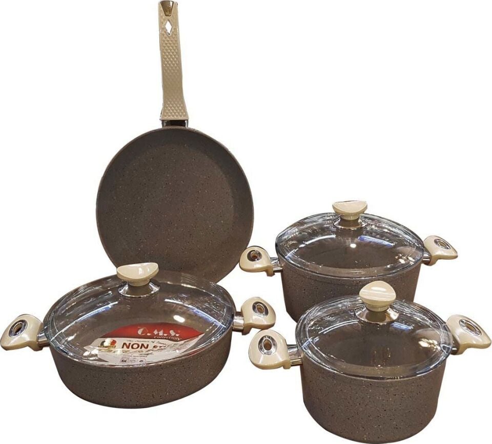 Oms 7 Pcs Granit Tencere Set  3105-Gri