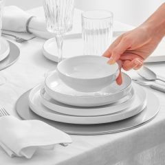 Karaca Streamline New Satürn Platin 59 Parça 12 Kişilik Porselen Yemek Takımı