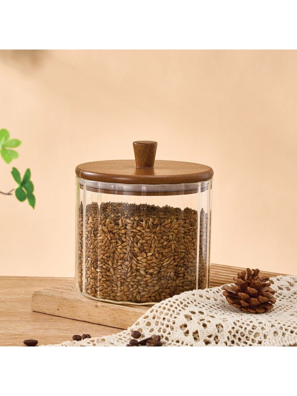 Mien Cam Kavanoz Valore Akasya Kapak 1380 Ml