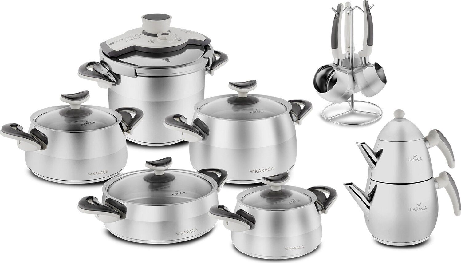 Karaca Nilüfer Çeyiz Seti Gri Yarı Parlak Yarı Mat