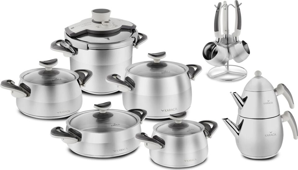 Karaca Nilüfer Çeyiz Seti Gri Yarı Parlak Yarı Mat