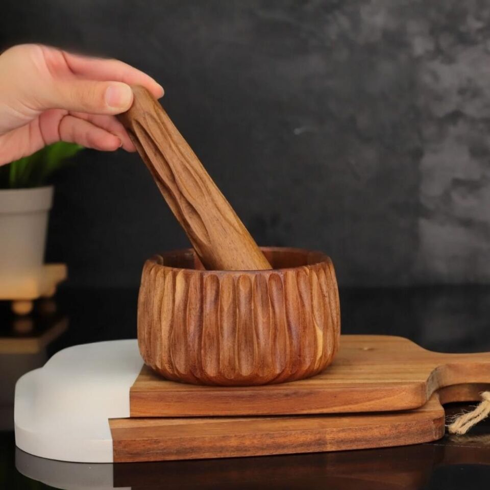 Mien Dayanıklı Ahşap Akasya Havan Set 2 Parça