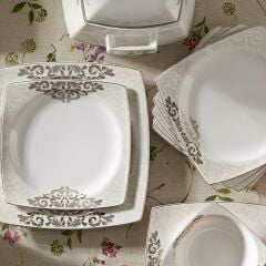 Karaca Nazende Fine Cream 60 Parça 12 Kişilik Yemek Takımı Kare 153.03.07.6208
