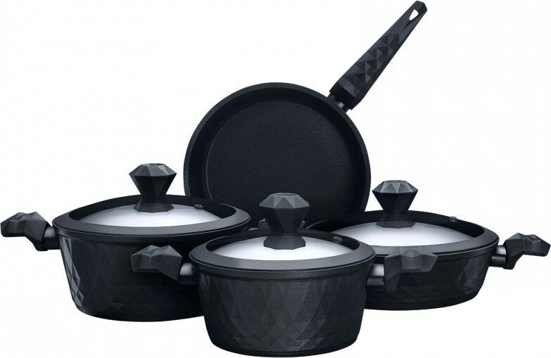 Karaca Bio Diamond Antibakteriyel İndiksiyon Tabanlı Kulplu 7 Parça Tencere Seti