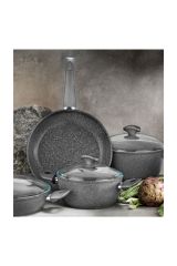 Italy Grey Granit Tencere Takımı 7 Parça