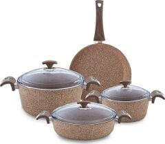 Oms 3105 Granit 7 Parça Tencere Seti Rose Gold