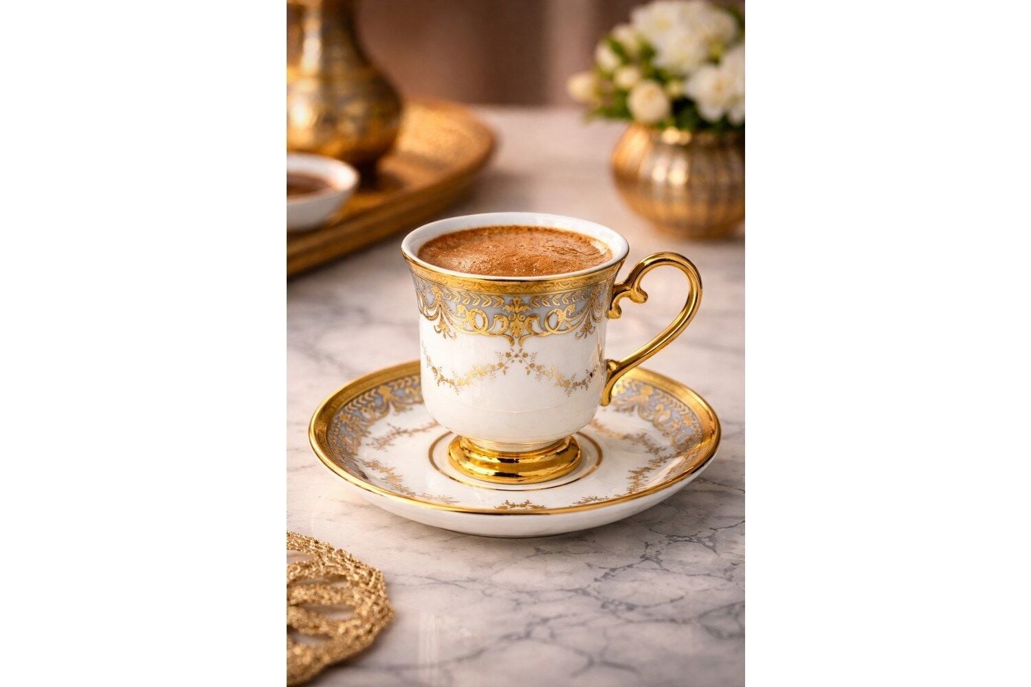 Oriental Gri Kahve Takımı 12 Parça