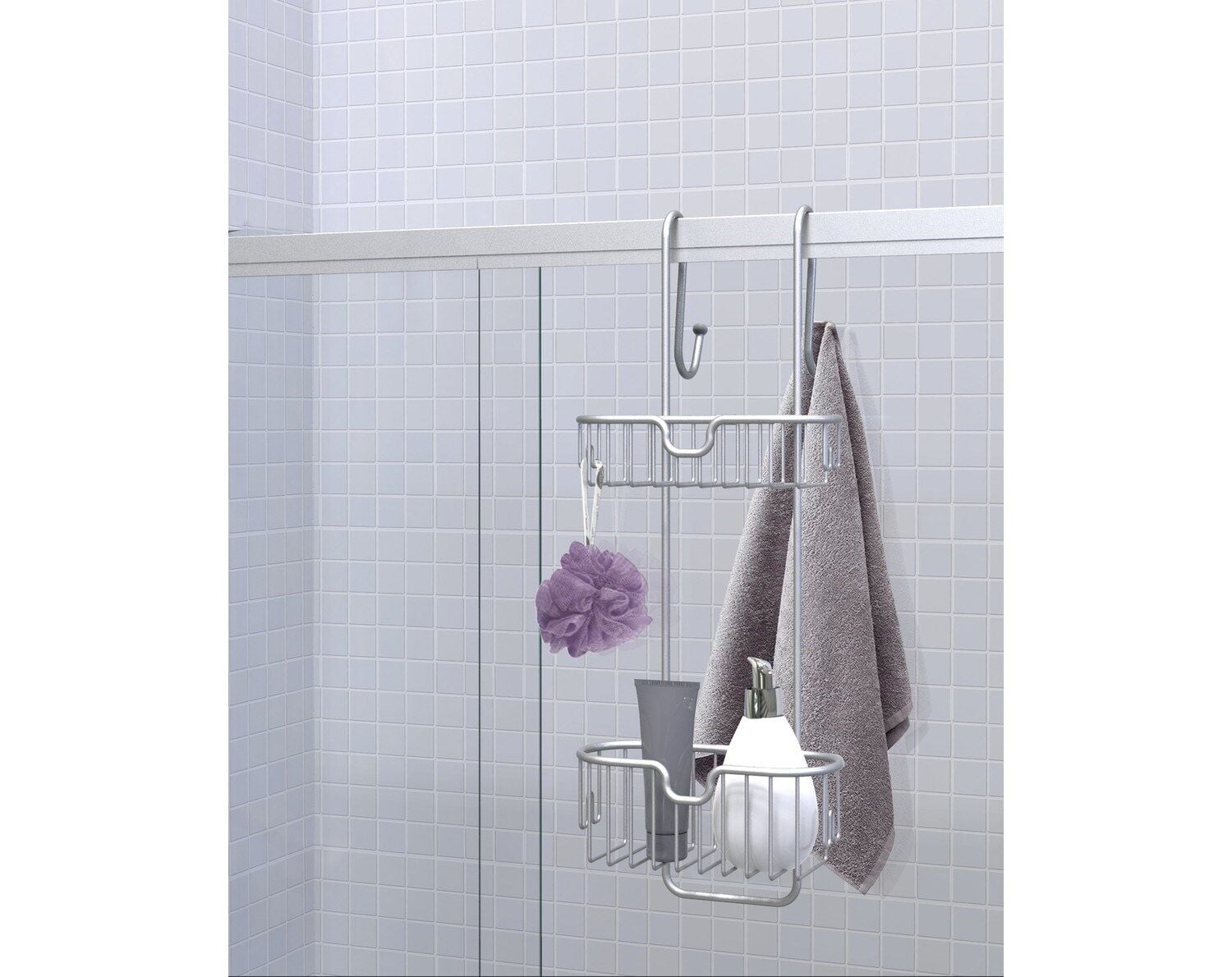 Alüminyum Duşakabin Askılı Banyo Rafı 2'li