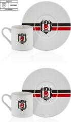 Neva N3423 Beşiktaş Lisanslı Çizgili 2'li Kahve Fincan Takımı
