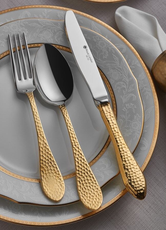 RL01-16084-02 Stone Altın 84 Parça Çatal Kaşık Bıçak Seti