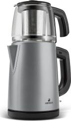Karaca Tea Glass 2 in 1 Çelik Çay Makinesi ve Kettle Antrasit Inox