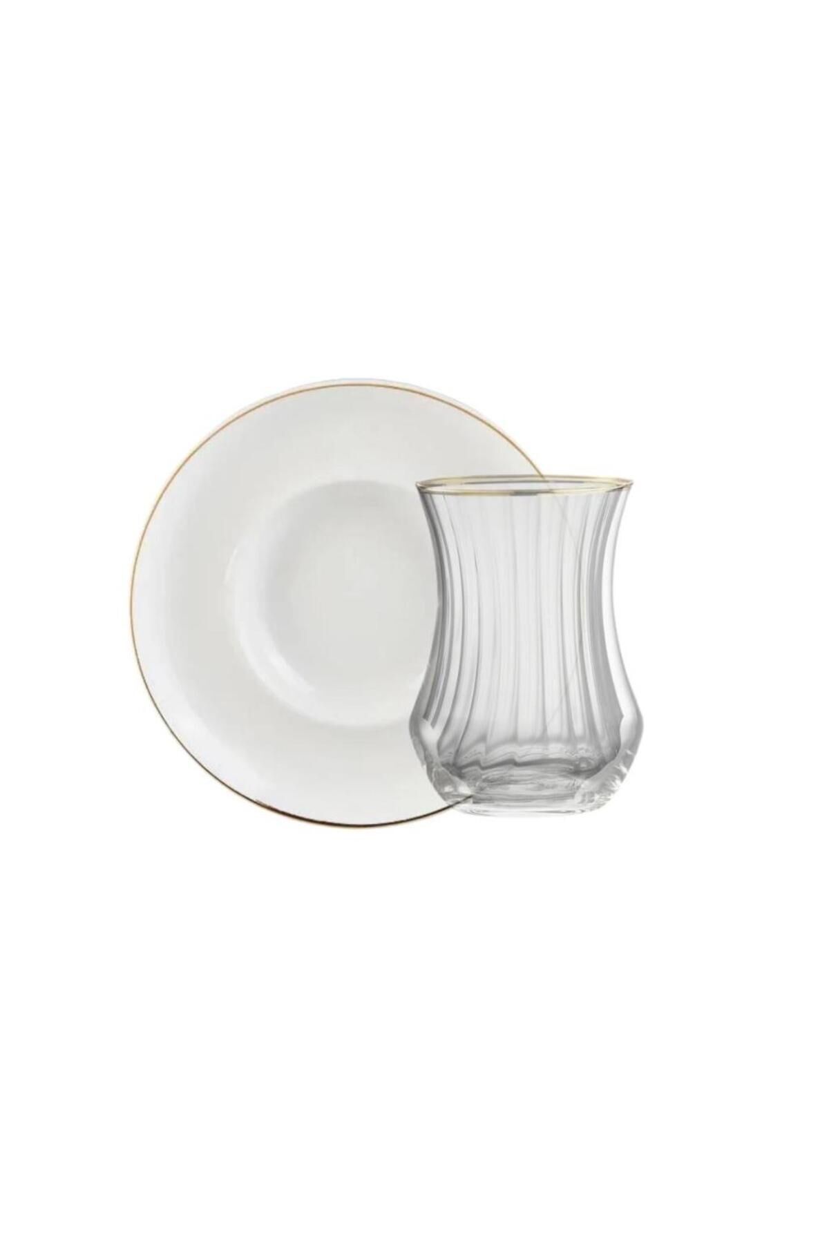 1898 Lıne Gold 12 Parça Optik Çay Seti