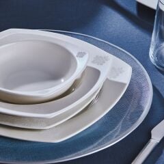 Karaca Deren Cream 60 Parça 12 Kişilik Yarım Kare Porselen Yemek Takımı