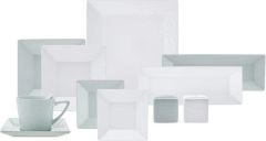 Karaca Trend Emboss 32 Parça 6 Kişilik Porselen Kahvaltı/Servis Takımı Kare Yeşil