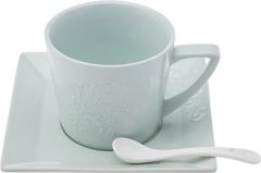 Karaca Trend Emboss 32 Parça 6 Kişilik Porselen Kahvaltı/Servis Takımı Kare Yeşil