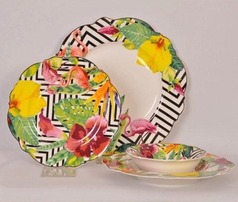 Lotus Porselen 24 Parça Flamingo Desenli Yemek Takımı