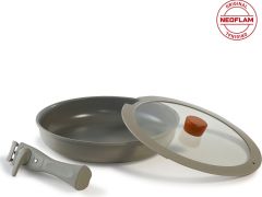 Neoflam Midas Gri 9 Parça Ayrılabilen Saplı Iç Içe Geçebilen Indüksiyonlu Tencere Tava Seti