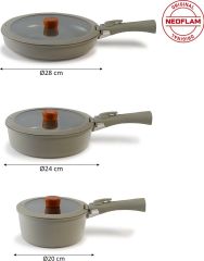 Neoflam Midas Gri 9 Parça Ayrılabilen Saplı Iç Içe Geçebilen Indüksiyonlu Tencere Tava Seti