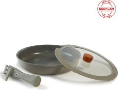 Neoflam Midas Gri 6 Parça Ayrılabilen Saplı Iç Içe Geçebilen Indüksiyonlu Tencere Tava Seti