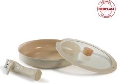 Neoflam Midas Bej 9 Parça Ayrılabilen Saplı Iç Içe Geçebilen Indüksiyonlu Tencere Tava Seti