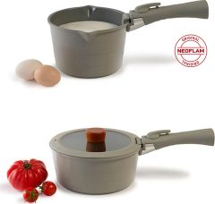 Neoflam Midas Gri 11 Parça Ayrılabilen Saplı Iç Içe Geçebilen Indüksiyonlu Tencere Tava Seti