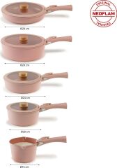 Neoflam Midas Pembe 11 Parça Ayrılabilen Saplı Iç Içe Geçebilen Indüksiyonlu Tencere Tava Seti