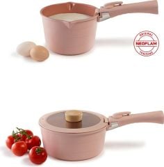 Neoflam Midas Pembe 11 Parça Ayrılabilen Saplı Iç Içe Geçebilen Indüksiyonlu Tencere Tava Seti