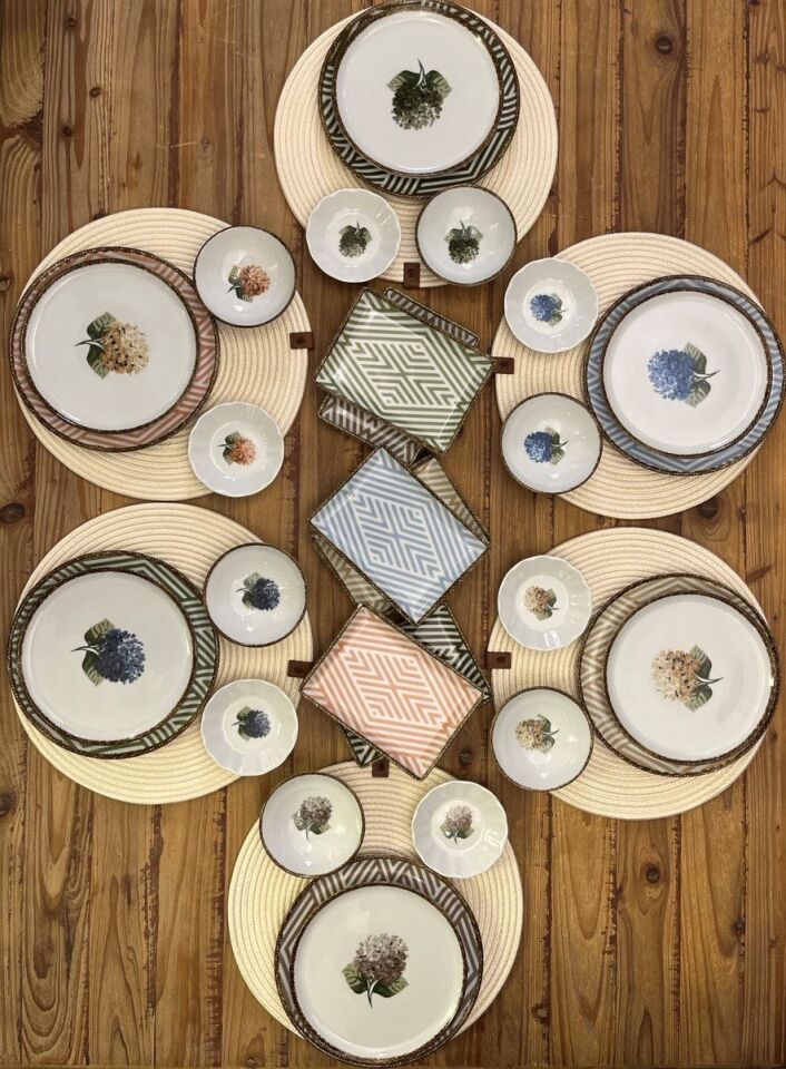 Porland Ortanca 6 Kişilik Çay Tabağı Seti