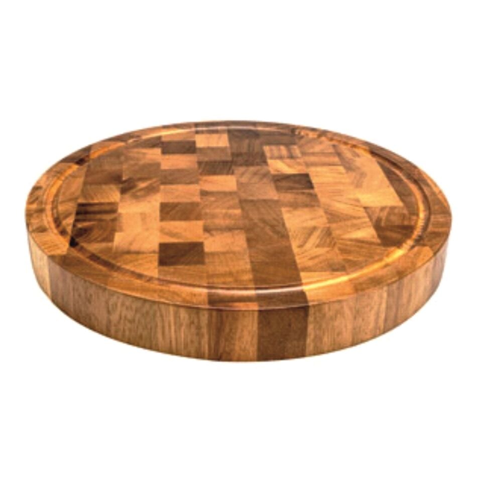 Lava Kesme Ve Servis Tahtası, İroko Ağacı. Yuvarlak 32 Ø x 4cm